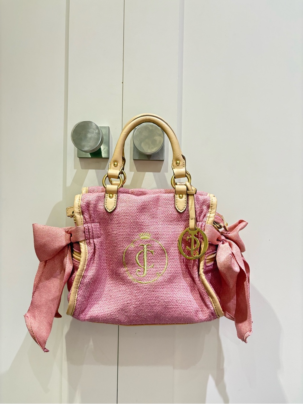 Rare Vintage Juicy Couture Pink Tweed Daydreamer Bag Y2K Bows